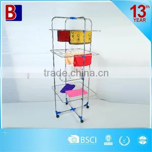 Practical 4 Tiers Foldable Moving Cross Stainless Steel Clotheshorse thumbnail-1
