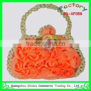 Orange Handbag Design Embroidery Chiffon Flower Embroidery Patch for Children Garment Decoration thumbnail-1