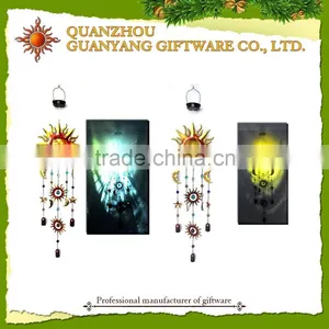 Metal Sun and Moon Wind Chime With Solar Light Hanging Decoration thumbnail-1