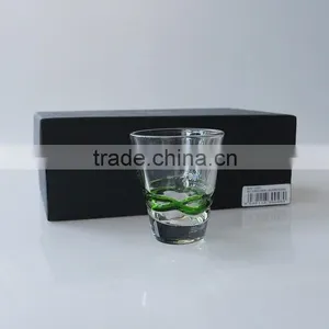 Leadfree Glass China Popular Open Mouth Green Garland Whisky Tumbler Shot Glass thumbnail-2