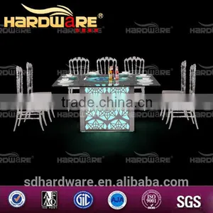Square New Model Led Light Table Dining Room Dining Table With Led Light thumbnail-2