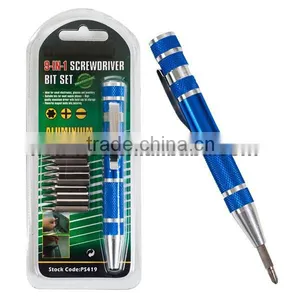 9 in 1 Pocket Pen Type Precision Screwdriver Set Aluminium Screwdriver Eye Glasses Watch Radio Computer Screwdriver thumbnail-1