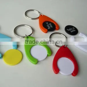 Plastic Shiny Euro Coin Holder Keychain thumbnail-1