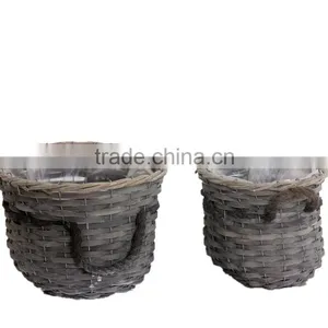 2pcs Factory Direct Supply Oval Garden Flower Basket With Handle thumbnail-2