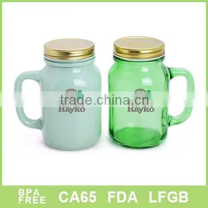 Best Glass Mason Jar With Metel Lid and Handle thumbnail-1