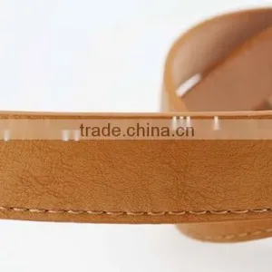 Women's Plain Brown PU Leather Belt With Rhinestone Buckle thumbnail-6