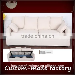 China Factory White Linen Loveseats Storage Couch Quality Choice thumbnail-1