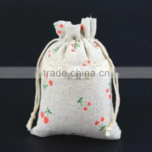 New Design Small Flowers Jute Drawstrings Bag China Factory thumbnail-5