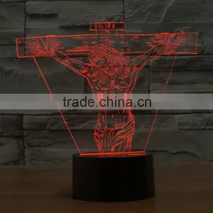 Jesus Shape 8 Function Christmas Light Controller 3d Illusion Led Night Light Lamp thumbnail-1