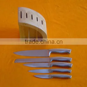 Stainless Steel Knife Set -6Pcs With Wooden Block thumbnail-1