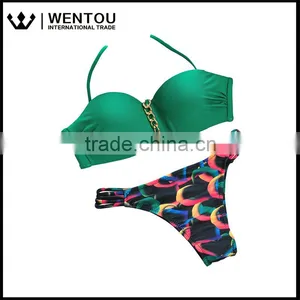 Wentou Ladies Sexy Print Push Up Bathing Swimsuit Bikini thumbnail-1