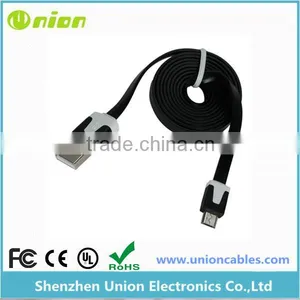 9Feet USB2.0 A to Micro USB B Data Sync Charge Cable Noodle Type Flat BLACK thumbnail-1