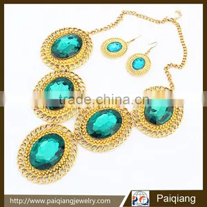 Fashionable Women's Fashion Luxury Glass Rhinestone Necklace and Earrings Jewelry Sets thumbnail-1