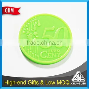 Best Selling Custom Embossed Supermarket Trolley Plastic Caddy Coin thumbnail-3