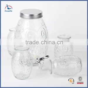 4L Hot Sale Beverage Glass Jar Owl Shape Cup Glass Dispenser thumbnail-2