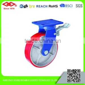 150mm-200mm Super Heavy Duty Polyurethane Caster With Cast Iron Center thumbnail-3