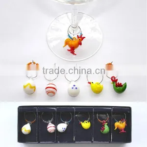 2016 Hot Sale Mixed 6Pcs Acrylic Pearl Wine Glass Charms thumbnail-2