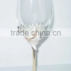 Enamel Color Pewterbase With Glass Goblet thumbnail-1