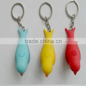 Cute Bird Singing Led Light Pvc Key Ring Key Chain thumbnail-2