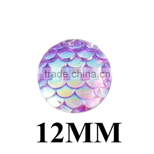 2016 Hot Sale 50pcs/lot Flat Back Resin Beads Round At Random Fish Scale Pattern 10mm( 3/8") thumbnail-2
