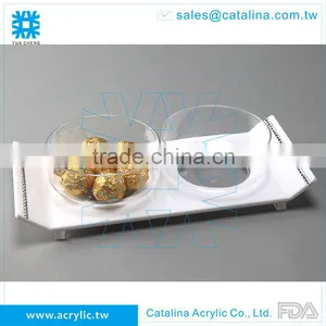 Clear Diamond Chain, Set of 4 Pcs Small Bowl With Base Acrylic Serving Tray thumbnail-6