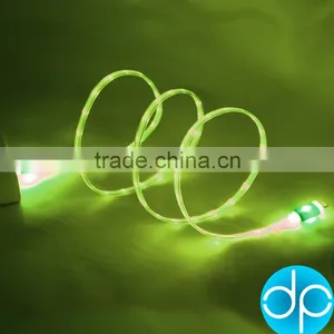 2015 Hot Selling Charger Cable Flat Wired Glowing Usb Cable Led Light for Promotion thumbnail-2