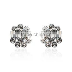 Fashionable Flower Shape Silver Color Cubic Zircon Stud Earring Valentine's Gift for Her thumbnail-1