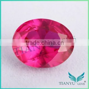 2015 Wholesale Loose Gemstones 5# Oval Shape Synthetic Ruby Corundum Red Ruby Price thumbnail-1
