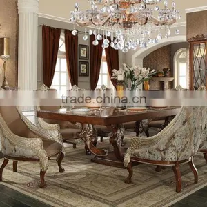 Pure American Classic Luxury Full Solid Wood Cream Color Palace Carving Dining Room Furniture Set(MOQ=1 SET) thumbnail-2