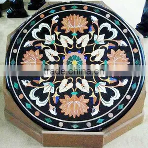 Decorative Marble Flower Inlay Table Top India Handcrafted thumbnail-1