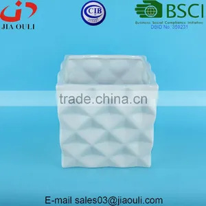 Home and Garden Decorations Dimple Design Glazed Pot Plant White Square Ceramic thumbnail-4