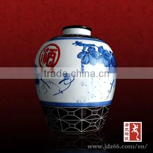 Blue and White Porcelain Design Excellent Quality Ceramic Wine Jar for Best Sale thumbnail-1