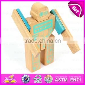 Hot Sale Non Toxic Wooden Robot Toy for Kids,DIY Children Wooden Robot Toy With Very Cheap Price W03B043 thumbnail-1