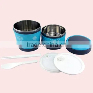 2 Layer Stackable Stainless Steel Dinner Bucket With Cutlery Sets thumbnail-2