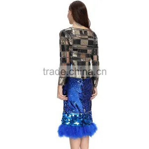Evening Beaded Dance Woman Blouse Brand Lady Designer Sequin Top thumbnail-6