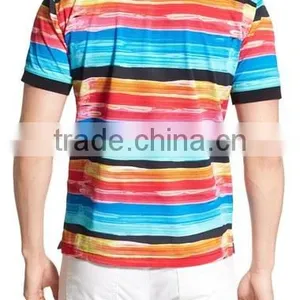Mgoo Fashion Custom Made Design Colorful Men Stripe Polo Shirt With Short Sleeve Casual Outwear With American Sizes thumbnail-2