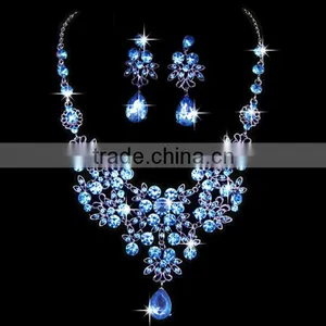 Zm33254a Beautiful Women Drop Earrings Simple Bridal Necklace Jewelry Set thumbnail-1