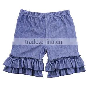 2017 Bulk Cheap High Quality Girl Jean Shorts Denim Shorts Double Ruffle Shorts thumbnail-1