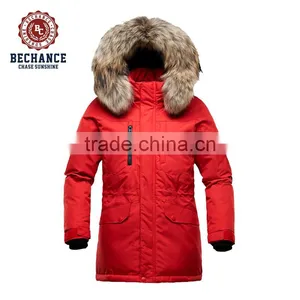 Red Outdoor Down Jacket for Winters With Fur thumbnail-1