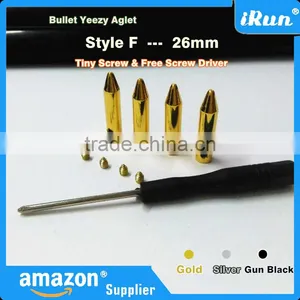 (MOQ:100pcs) 26mm Yeezy Shoelaces Metal Bullet Endings - DIY Shoelace Accessories in Gold&Silver&Gun Black - Accept Custom thumbnail-1