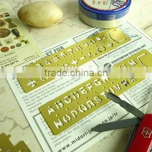 Brass Bookmark/DIY Drawing Templates/Hollow Out Ruler for Planner,Scrapbook, Handbook thumbnail-1