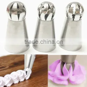 3PCS/LOT Stainless Steel Icing Piping Tips Nozzle Sphere Shape Russian Lcing Piping Nozzles Pastry Tips Decoration thumbnail-1