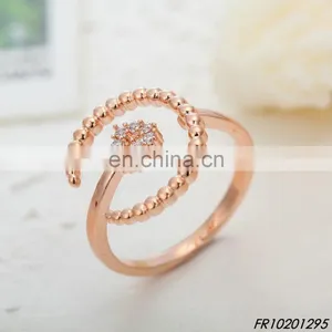 Valentine's Jewelry Gold Plated Crystal Heart and Bead Moon Rings For Girlfriend thumbnail-1