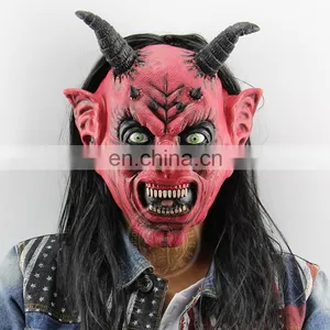 Sheitan Latex Horror Mask With Horns thumbnail-1