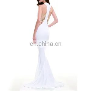 Sexy V-Neck White Cut Out Maxi Dress thumbnail-5