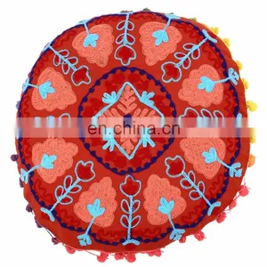Home Decor Indian Suzani Pillow Cases Embroidered Cushion Cover Cotton Square thumbnail-1