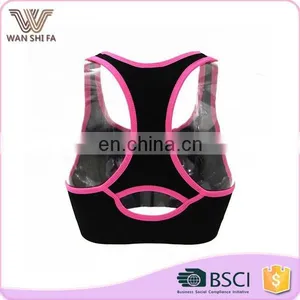 Fashionable Pink Margin Quick Dry 92% Nylon 8% Spandex Yoga Sports Bra thumbnail-3