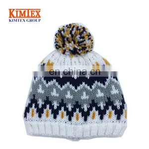 Warm Winter Polar Fleece Knitted Hat With Pom Pom thumbnail-1