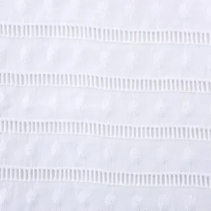 Net Embroidered White Cotton Fabric Lace Embroidery thumbnail-3