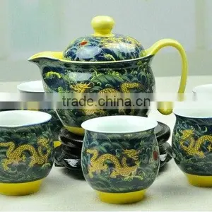 Golden Dragon Porcelain Gongfu Tea Set,Green Color thumbnail-1